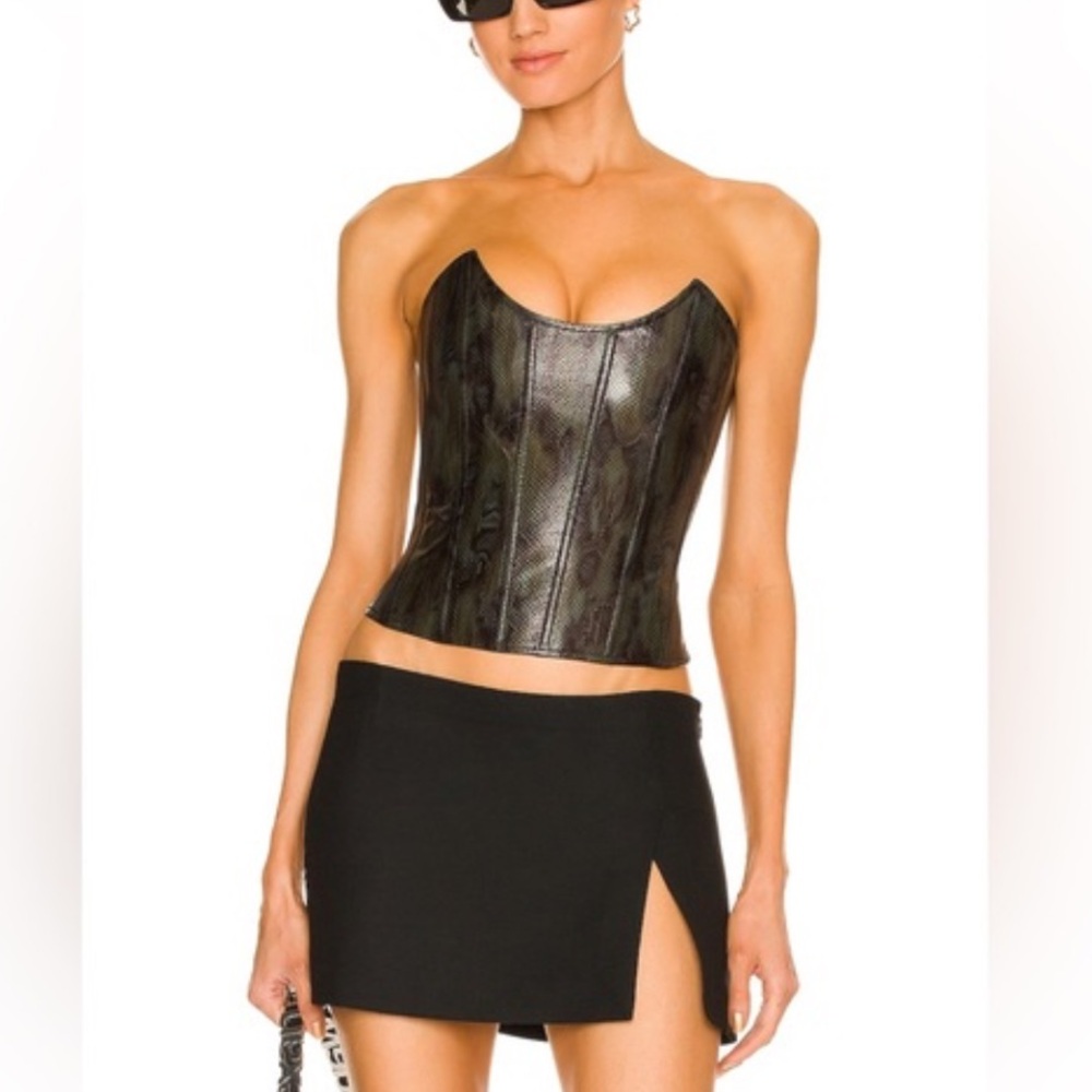 NWT Miaou Leia Corset in Green Black Python